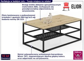 Industrialny stolik kawowy dąb artisan + czarny - Furios 4X