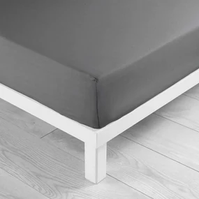 Antracytowe bawełniane prześcieradło z gumką 160x200 cm Lina – douceur d'intérieur