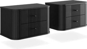 Zestaw szafek nocnych wiszących Vesper 56 cm - czarny / czarne uchwyty