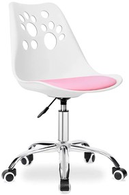Biały fotel dziecięcy z różową poduszką N3-T32