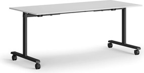Mobilny stół MATCH, 180x80 cm, czarna podstawa, biały