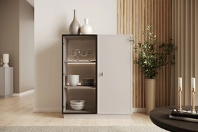 Witryna Lorini do salonu 100 cm - kaszmir / czarny uchwyt T-bar