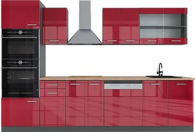 Aneks kuchenny czerwony wysoki połysk/antracyt 300x60x81.6 r-line