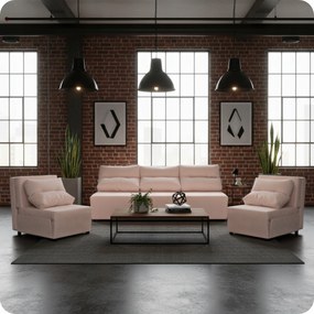 Zestaw KIMO funkcja spania sofa fotele Family Meble j. róż Twisster sztruks