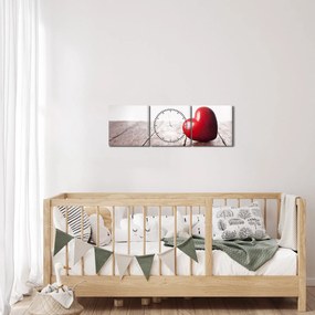 Obraz drewnianego serca (z zegarem) (90x30 cm)