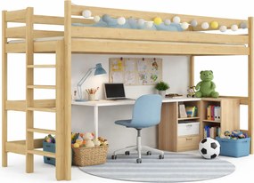 Drewniane lakierowane łóżko dziecięce z antresolą - 5 rozmiarów B7-P01