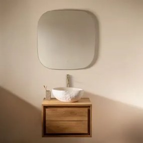 Zestaw Mebli Łazienkowych Z Drewna Tekowego Jabari Drewno Tekowe & Nieregularna Z Biały Cementu ↔︎40 Cm Fedro - Sklum