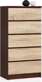 Komoda AKORD K60 Wenge 60 cm 5 szuflad kolor Dąb Sonoma mat 60x40x121 cm