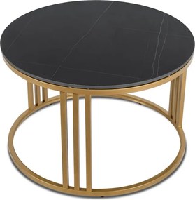 Stolik Kawowy KORIN 70 cm Czarny Marmur/Złoty Glamour