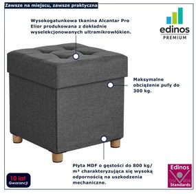 Szara pufa na nóżkach ze schowkiem Z1-W59