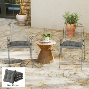 Outsunny Zestaw 4 poduszek na krzesła 39,5 x 39,5 x 10 cm z paskami, antypoślizgowe poduszki do użytku wewnętrznego i zewnętrznego | Aosom PL