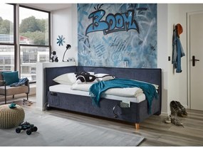 Ciemnoniebieskie łóżko dziecięce ze schowkiem 90x200 cm Fun – Meise Möbel