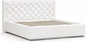 Łóżko ze stelażem Usilia 160x200 - dwuosobowe łoże tapicerowane w stylu chesterfield z pikowanym zagłówkiem w tkaninie do wyboru