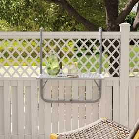 Outsunny Składany stół balkonowy, 4-stopniowo regulowany, metalowy, odporny na warunki atmosferyczne, stół balkonowy 60x40 cm szary | Aosom PL