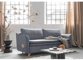 Szara aksamitna rozkładana sofa 225 cm Charming Charlie – Miuform