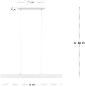 Biała lampa wisząca LED 76cm z metalu W76LED-4K-WEIß wymienny LED wyso