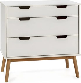 Komoda kolumnowa Baku 3 szuflady kolor biały, długość 80 cm.