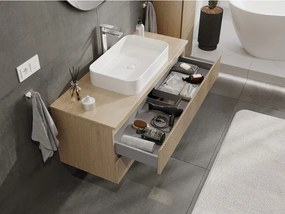 Mexen Rivel szafka łazienkowa podumywalkowa 120 cm z blatem, 2 szuflady, ryflowana , dąb - 91A20-12047-2-BFFC81