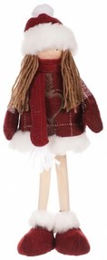 Dekoracja świąteczna materiałowa dziewczynka Płaszczyk, wys. 35 cm, czerwony