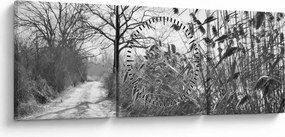 Obraz - Pola w zimie (z zegarem) (90x30 cm)