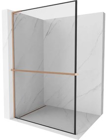 Mexen Kioto+ L ścianka prysznicowa z półką Walk-in 120 x 200 cm, czarny wzór, miedź szczotkowana - 800-120-123-65-70