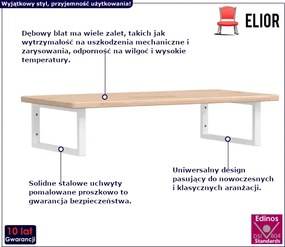 Naturalne drewno półka 100x50 białe uchwyty - Bafo