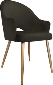 Krzesło Velvet tkanina Welur noga metalowa : Kolor nogi - Złota stożek, Kolor tkaniny - VELVET - MG05, Typ siedziska - Siedzisko stałe