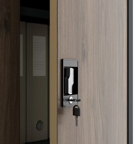 Biurowa szafa metalowa JAN, 900 x 1850 x 400 mm, Eco Design: antracytowa/ orzech