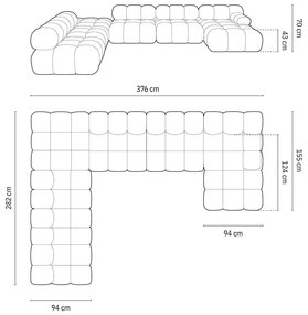 Czerwona aksamitna sofa 379 cm Bellis – Micadoni Home