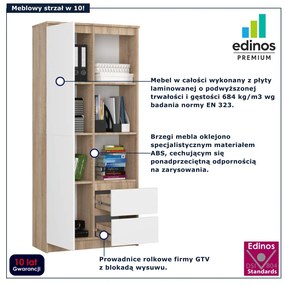 Regał skandynawski na książki sonoma dąb + biały F3-K79