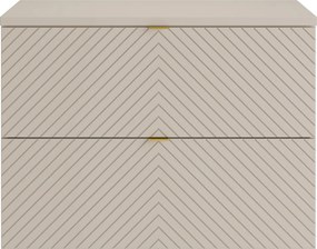 Szafka łazienkowa wisząca w jodełkę z blatem – beż – 80 cm – DORIONI