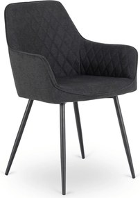 Krzesło Tapicerowane do Jadalni BRESSO 2 Czarne Nowoczesne Loft