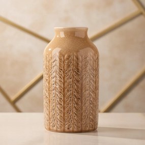 Osłonka Ceramiczna Brąz 17 cm Nowoczesny Wazon zdobiony Elegancki vintage