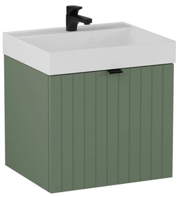 Szafka łazienkowa wisząca zielona lamelowe fronty 50 x 42 cm z umywalką z otworem CUSCO