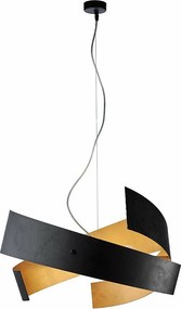 Elisa lampa wisząca 3 światła, czarne żelazo, stare złoto wewnątrz, laserowe cięcie, regulowane linki stalowe, nowoczesna