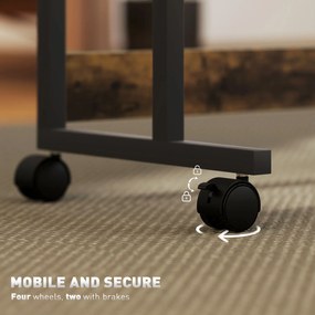 HOMCOM Stojące biurko z regulowaną wysokością i nachyleniem blatu, kółkami, półką, do pisania, czytania, rysowania, Rustykalny Brąz