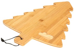 Bambusowa deska w kształcie choinki, z nożem do sera