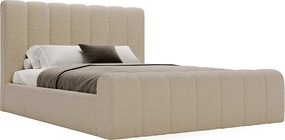 Emporius Valetta łóżko dwuosobowe 180x200 - wyoski przód, pojemnik, tkanina boucle - łóżko sypialniane w nowoczesnym stylu - beżowy (Anthology 3)