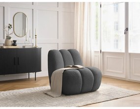 Ciemnoszary fotel z materiału bouclé Janissaire – Bobochic Paris