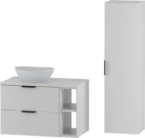 Biały Zestaw do Łazienki 80cm Szafka Regał Blat Umywalka Pile