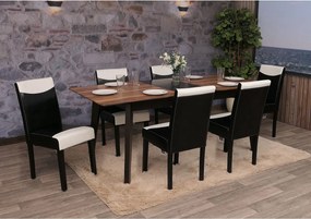 Zestaw 6 krzeseł do jadalni Littau ze sztucznej skóry,  imitacja skóry, czarno-białe, ciemne nogi