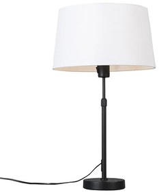 Lampa stołowa czarna z kloszem białym 35 cm regulowana - Parte Nowoczesny Oswietlenie wewnetrzne