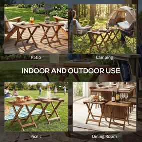 Outsunny Składane stoliki boczne ogrodowe, zestaw 2 szt., drewno tekowe, 45x45x45cm | Aosom PL