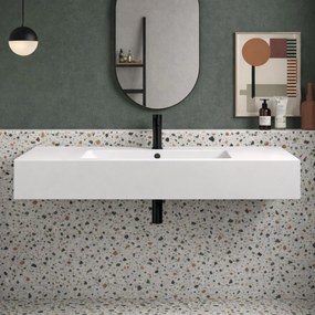 Umywalka nablatowa / wisząca z konglomeratu TAVA cm | Różne rozmiary : Rozmiar - 100 x 43 cm, Typ montażu - podwieszana