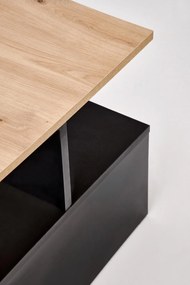 Prostokątna ława dąb artisan/czarny do salonu z półką 90/51/43 IVA