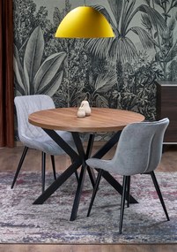 Stół do jadalni okrągły rozkładany płyta orzech/czarny 100-250/100/75 PERONI