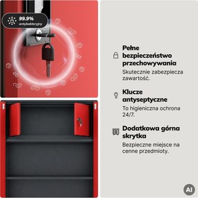 Szafa metalowa ze schowkiem antracytowo-czerwona, 900x1850x450 mm: TOMASZ