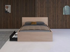 Łóżko z 2 szufladami 140 x 200 cm - Kolory: naturalny i czarny + stelaż - VELONA