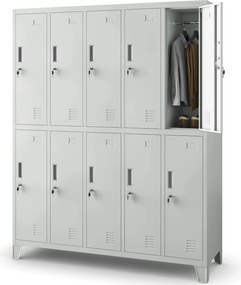 Metalowa szatnia 10-skrytkowa Bartek 136x45x172 cm szara