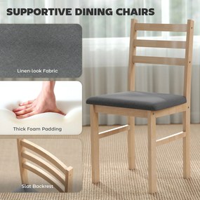 HOMCOM Zestaw 3-częściowy z stołem i 2 krzesłami, stół kuchenny do kompaktowych przestrzeni, tapicerowane krzesła, oszczędzające miejsce, MDF, naturalne drewno